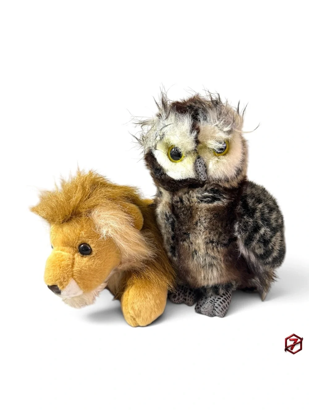 Aurora Lion & Owl Plush Bundle Realistic Wildlife Stuffed Animals Brown